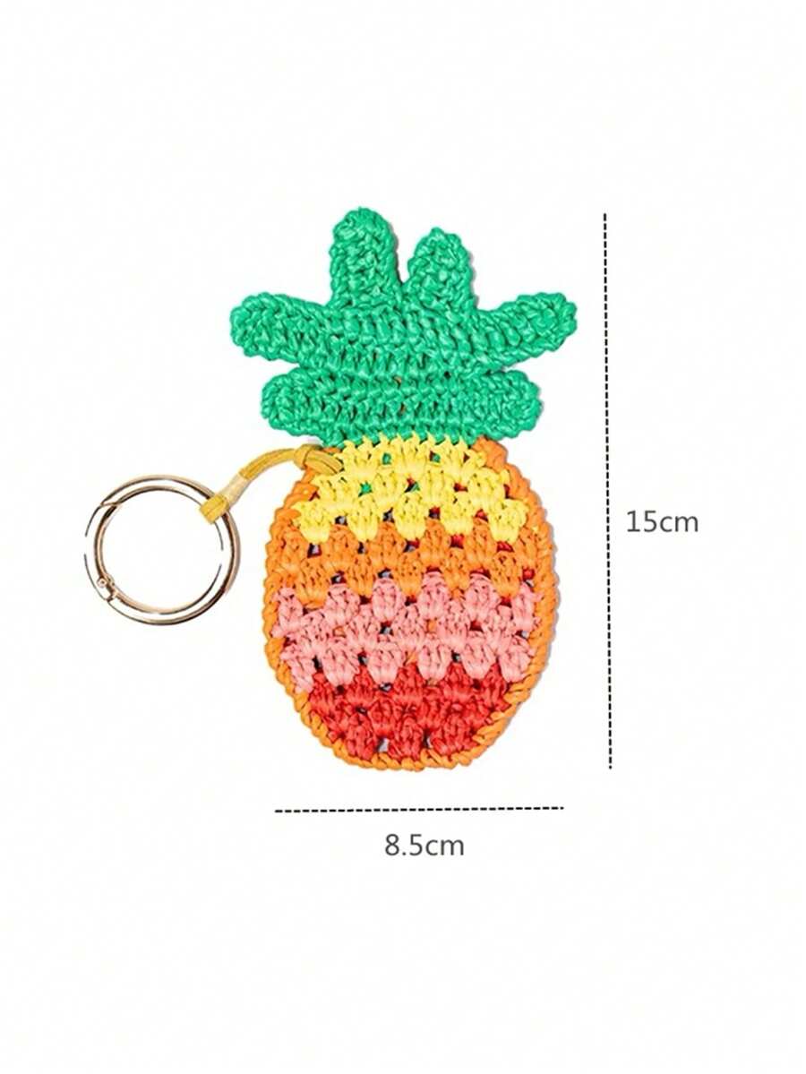 拉菲草手工编织水果吊饰可爱菠萝苹果柠檬钥匙扣，适合包包，适合女孩的最佳夏季礼物，女士背包装饰，女士汽车配件