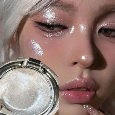 Polvo iluminador reflectante HERORANGE, con brillo perlado, finamente molido, resplandor natural, a prueba de agua y sudor, para iluminar el rostro y contornear, sombra de ojos, maquillaje, compacto portátil, excelente regalo para el Día de San Valentín, adecuado para fiestas, cosplay y diversas ocasiones