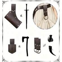 5-Piece Medieval Renaissance Costume - Stylish PU Belt, Corset, Scabbard For Cosplay And Halloween - A - View 3