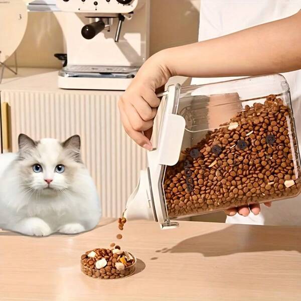 Boîte de conservation pour nourriture pour animaux de compagnie, distributeur hermétique de grains pour nourriture pour chats et chiens, bac de stockage de friandises et grignotines