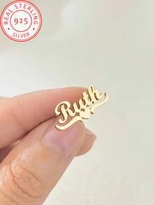 925 Silver Customized Fashion Earrings, Simple And Classic Design, Perfect For Daily Wear And Holiday, Birthday, Valentine's Day, Christmas, Mother's Day, Wedding Anniversary, Thanksgiving Day Gift Giving - Yellow Gold - View 3