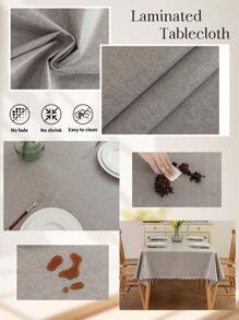 1pc Plain Simple Linen-Like Table Cloth, Woven Polyester Rectangular Table Cover, Solid Color, Stain Resistant, Easy Clean, Suitable For Dining Room, Kitchen, Home Decor, Table Top, Perfect For Gatherings, Parties And Decoration