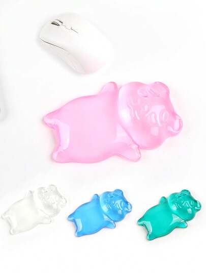 符合人体工程学的硅胶鼠标腕托 - 透明可爱的熊鼠标腕托，舒适且支持打字和游戏