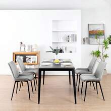 Dyhome Gray Dining Chairs Set Of 2,  Mid Century Modern Dining Chairs  Ergonomic Backrest Upholstered Dining Chairs Velvet Dining Chairs With Metal Legs For Kitchen Living Room Bedroom, Home Atmosphere Decoration. - Xám - Xem 7