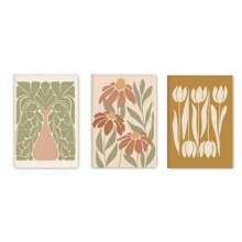 1pc Abstract Botanical Earth Tone Printable Wall Gallery, Boho Living Room Wall Decor, Cosy Eclectic Apartment Wall Art Poster Unframed-Style