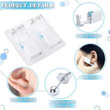 2 pezzi Kit per foratura orecchie fai da te con orecchini incorporati - Set di strumenti per foratura orecchie usa e getta