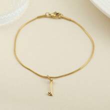 1pc Stainless Steel Fine Round Snake Chain Bracelet For Women, With 26 Alphabet Friendship Bracelet, Elegant Accessory Gift For Graduation, Holiday, All Year Round