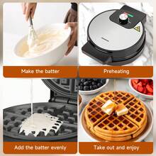 Aigostar Round Waffle Maker With Non Stick Deep Fill Plates, Adjustable Temperature Control, Belgian & American Waffle Machine, Cool Touch Handle, 1000W - Crunchy - UK Plug(220-240V) - View 7