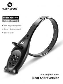 WEST BIKING Cable Tie Lock Bicycle Motorcycle Helmet Lock Electric Car Bag Skateboard Anti-Theft Portable Password Equipment - Multicolor - View 2