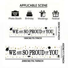 1pc 2025 Graduation Flag, "We Are Proud Of You" Design With Graduate Hat And Diploma, Suitable For Indoor/Outdoor Decor, Garden Party And Graduation Celebration, Weather-Resistant Decoration Banner, Graduation Party Decor