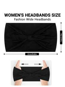 2 pièces/4 pièces Serre-têtes larges noirs en forme de nœud pour femmes, bandeaux anti-dérapants pour yoga/entraînement, accessoires capillaires en fibre de polyester, bandeau turban, tour de tête absorbant la sueur