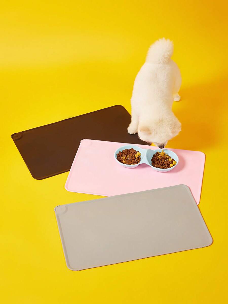 PETSIN 防水硅胶宠物餐垫 - 让您的猫或狗的食物和水保持在位，防滑宠物食品垫、狗和猫喂食垫！