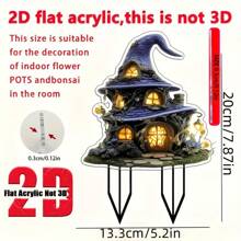 1 Stück 2D flache acrylische Mystery House Außen Kunst Dekoration, Garten Dekoration, Hofdekor Außen, Garten Dekoration Außen, Hinterhof Dekoration - Klassisches verspieltes Design, robuste Kunststoff Mehrzweck Blumentöpfe & Bonsai Blumentöpfe für Garten, Terrasse, Geburtstag oder Urlaubsgeschenke, Terrassen Dekorationen, Märchen Dekorationen.