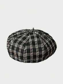 1pc Women's Solid Colored Beret Hat, Casual Bohemian Regal Style For Party, Retro Street Fashion, Summer New Design With Rhinestone Heart-Shaped, Large Headsize Flattering Beret, Suitable For Daily Outing And Shopping - A - View 5