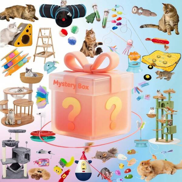 Random Mystery Boxes, Surprise Gift Blind Boxes,Pet Toy Blind Box,There Are Cat Climbing Frames, Cat Claw Boards, Cat Teasers And Other Products In It. You Will Make A Profit If You Buy Them! A Product Will Be Sent Randomly!