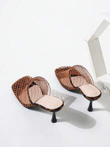 Pointed Toe Slip-On Mule Shoes, Versatile High Heel Women Sandals