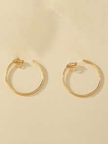 2 件时尚个性化金属圆形夹式耳环朋克风格金属圈耳环超大耳环适合无耳洞耳朵