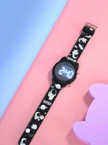 1/3 piezas de un reloj electrónico de estudiante con estampados de gato de dibujos animados, caballo arcoíris, astronauta en correa, moda y versátil, como regalo, regalo de cumpleaños o regalo de festividad
