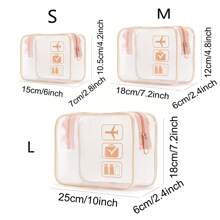 1/3 piezas Bolsa de tocador portátil transparente rosa, kit de viaje, bolsa de cosméticos impermeable para avión, bolsa de viaje para hombres y mujeres, vacaciones, negocios, playa de verano, artículos esenciales de viaje, vacaciones, regreso a la escuela, bolsa para la escuela, bolsa de viaje para mujeres, bolsa de maquillaje para viaje