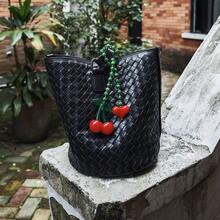 Cherry Sweetheart Faux Pearl Chain Decor Mini Backpack, Indie Student Bag Pendant - Multicolor - View 5