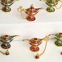 1/6pcs Magic Lamp Decor, European And American Classic Style, Elegant Vintage Pattern Collection, Metal Wishing Lamp, Home And Party Decoration.