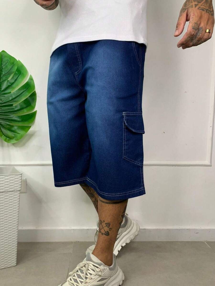 BERMUDA CARGO JEANS ESTONADA - Lavagem clara - Visão 1