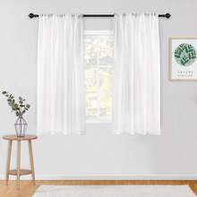 New  Crushed Voile Short White Sheer Curtains For Bedroom Rod Pocket See Through Crinkle Clear Sheer Curtains(2 Panels, 51" X 63", White) - 白色 51 寬 x 63 長(2 包) - 查看 1