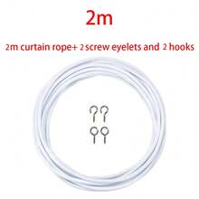 2m/5m/10m/30m White Curtain Cord, Plastic Coated Curtain Rope With 6 Screw Holes And 6 Hooks, Suitable For Curtains, Shower Curtains, Curtain Rods