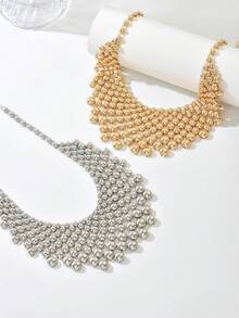 1pc Y2K Style Gold Chunky Bubble Necklace For Women Clubwear Statement Jewelry Chunky Necklace, Statement Necklace, Y2K Accessories - Multicolor - View 4