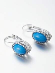 Oval Decor Stud Earrings - Multicolor - View 6