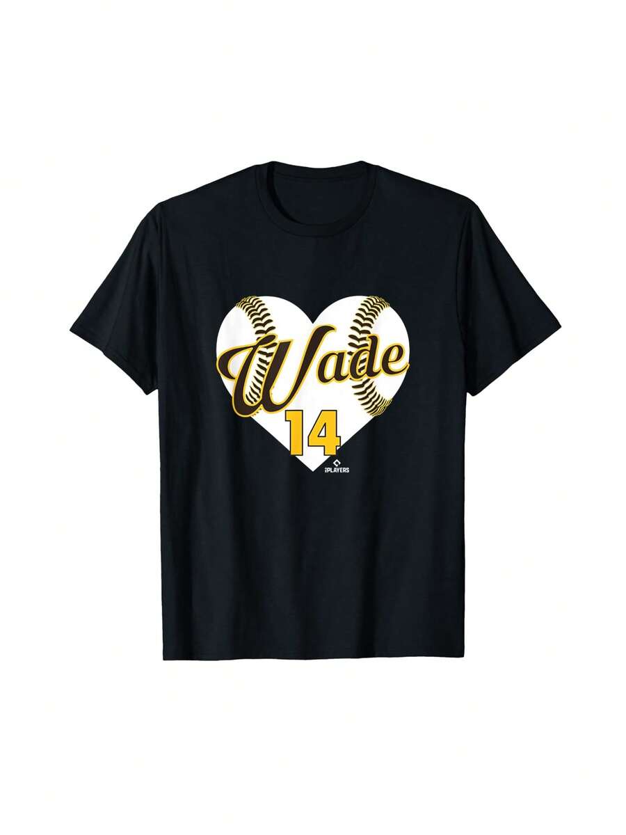 Camiseta de béisbol con diseño de corazón de Tyler Wade, San Diego Baseball, MLBPA - Negro - Ver 1