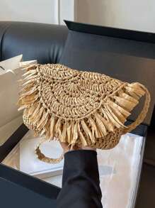 Bolso cruzado de macramé hecho a mano con borlas para mujer, bolso vintage, bolso de viaje, bolso para teléfono, bolso femenino, bolso de hombro, bolsos de paja para el verano hechos a mano con borlas, bolsos de playa 2025 de rafia y ratán trenzado, bolsos de hombro cruzados de vacaciones, embragues