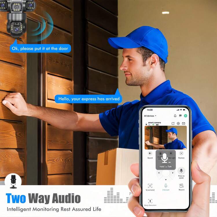 Cámara IP solar 4G 4G CCTV 12MP de doble lente y triple pantalla PTZ con seguimiento automático 6K Curious Security Surveillance V380 Pro, cámaras de seguridad para interiores y exteriores 4G inalámbricas, cámaras IP, cámaras PTZ, cámara Ring, cámaras IP PTZ de vigilancia inteligentes para interiores y exteriores con seguimiento automático - Cámara con tarjeta SIM 4G - Ver 7