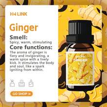 HWLINK 10 ml ingefära eterisk olja - 100 % ren naturlig | Varm och kryddig arom, lämplig för diffusor | Gör-det-själv-ljustillverkningsmaterial | Aromaterapipresent | Luftfräschare för bilen | Present - Ingefära - Visa 4