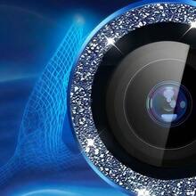 (Far Peak Blue) Película de lente de diamante con polvo brillante, pegatina protectora de cámara, compatible con 11/11pro/2 Mini /13 / 14 Plus/15 Pro / 16 Pro Max/16e, color principal de verano, cobertura completa, película de lente de alta gama a prueba de arañazos - Azul - Ver 3
