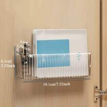 透明壁挂式药品收纳盒 - 无需钻孔节省空间的储物盒，耐用的塑料多隔间架子，适用于家庭和宿舍急救箱、浴室、办公室 - 现代设计，浴室药品柜，无需钻孔安装，外观时尚，架子篮 - 彩色 - 查看 9