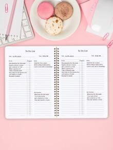 Trees 1本无日期每日计划笔记本，螺旋装订，带目标追踪功能，男女通用，适用于学校和办公室，返校必备 - 粉色 - 查看 6