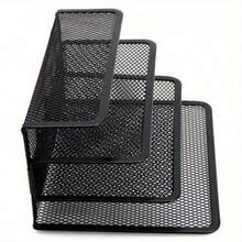 Black Mesh Letter Mail Business Document Tray Desk Office File Holder Organizer - Black - View 7