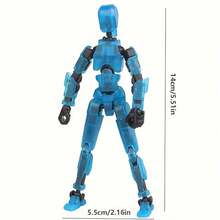 1pc Glow-In-The-Dark Articulated Action Figure - 3D Printed, Multi-Jointed Collectible Toy, Blue/Transparent - Multicolor - View 4