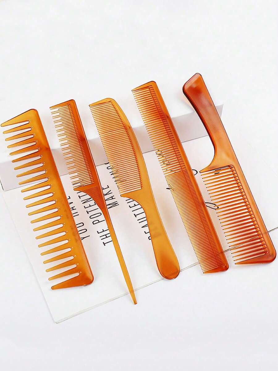 5/10 件美发沙龙造型梳套装 - 尖尾梳、大背梳（适合蓬巴杜发型和直发）、塑料梳（适合蓬松秀发）、返校 - 彩色 - 查看 1