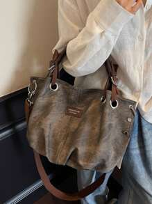 Fashionable Retro Large Capacity Pleated Tote Bag For Women, Versatile For Outdoor Travel And Leisure