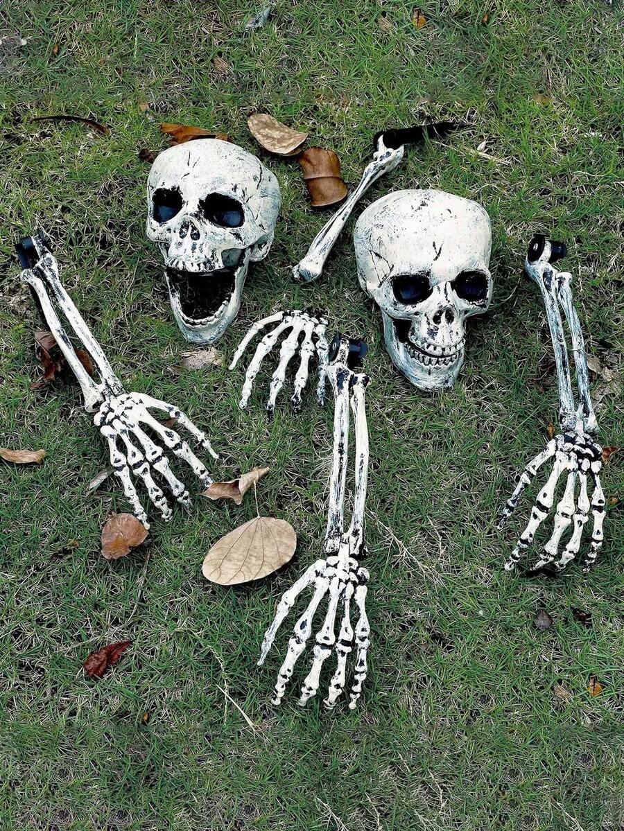 1 Stück - Künstlicher Skelett-Stecker Halloween Dekoration Rasenstecker Garten Halloween Skelett Dekoration, drinnen und Outdoor Terrasse Rasen Garten "The Breakers" Spukhaus Dekoration, Halloween Terrasse Garten Outdoor Dekor - Verschiedenfarbig - Übersicht 1