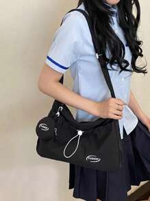 1 pieza Nuevo bolso de mano de nailon para madre e hijo, bolso de hombro y cruzado con estampado de letras fresco y sencillo, adecuado para mujeres jóvenes, estudiantes, campus, compras callejeras, con gran capacidad para teléfono, libros, laptop