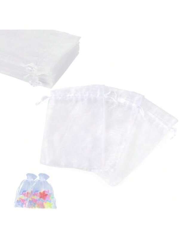 Sufune Pack Of 5/50 White Organza Bags, 10 X 15 Cm, Organza Gift Pouch, Jewellery Pouch, Wedding Bags, Lavender, Wedding Favor