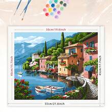 DIY 丙烯画套装，40*50 厘米，包含画笔和颜料，适合缓解压力、数字绘画、手绘数字、海景设计、家居装饰墙面艺术、初学者绘画、送给朋友的理想礼物（无框） - 彩色 - 查看 5