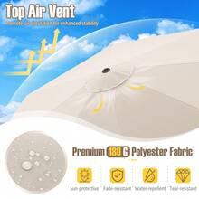 Lifezeal 10 FT Patio Umbrella With Crank Tilt Adjustment Ruffles Vented Top 8 Ribs - 米色 - 查看 10