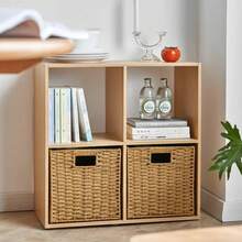 Handwoven Paper Rope Foldable Storage Baskets, Square Laundry Bin With Handles For Dirty Clothes, Underwear, Toys, And Snacks Bohemian Style Handwoven Paper Rope Storage Basket, Foldable Organizer For Shelves, Decorative Multi-Purpose Basket, Non-Waterproof, For Clothing, Snacks, Toys, Wooden Material, Window View Design, Shelf Baskets