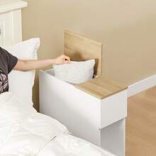 SoBuy Bedside Table With 3 Compartments For Box Spring Bed, Sofa Table, Side Table, Narrow Telephone Table, Bedside Cabinet, White W X H X D Approx. 20 X 60 X 65 Cm FBT162-WN - White - View 11