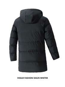 Women's Winter Mid-Length Thick Warm Hooded Jacket, Loose Fit Thickened Outdoor Windbreaker - Black - View 2