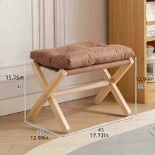 1pc Wooden Footstool, Multipurpose Foot Rest Stool For Living Room, Modern Ergonomic Design Shoe Bench